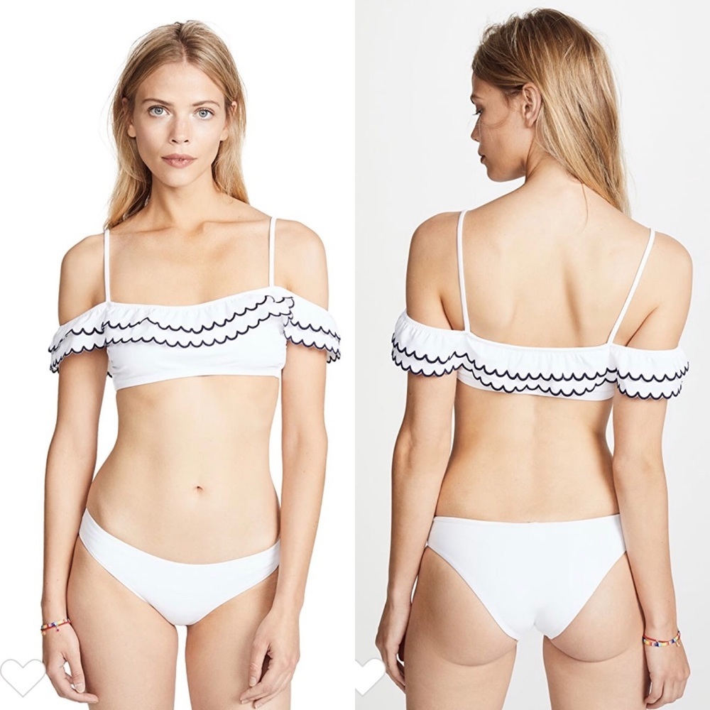$235 Kisuii Issa White Off-the-Shoulder Bikini Two Piece Size Small